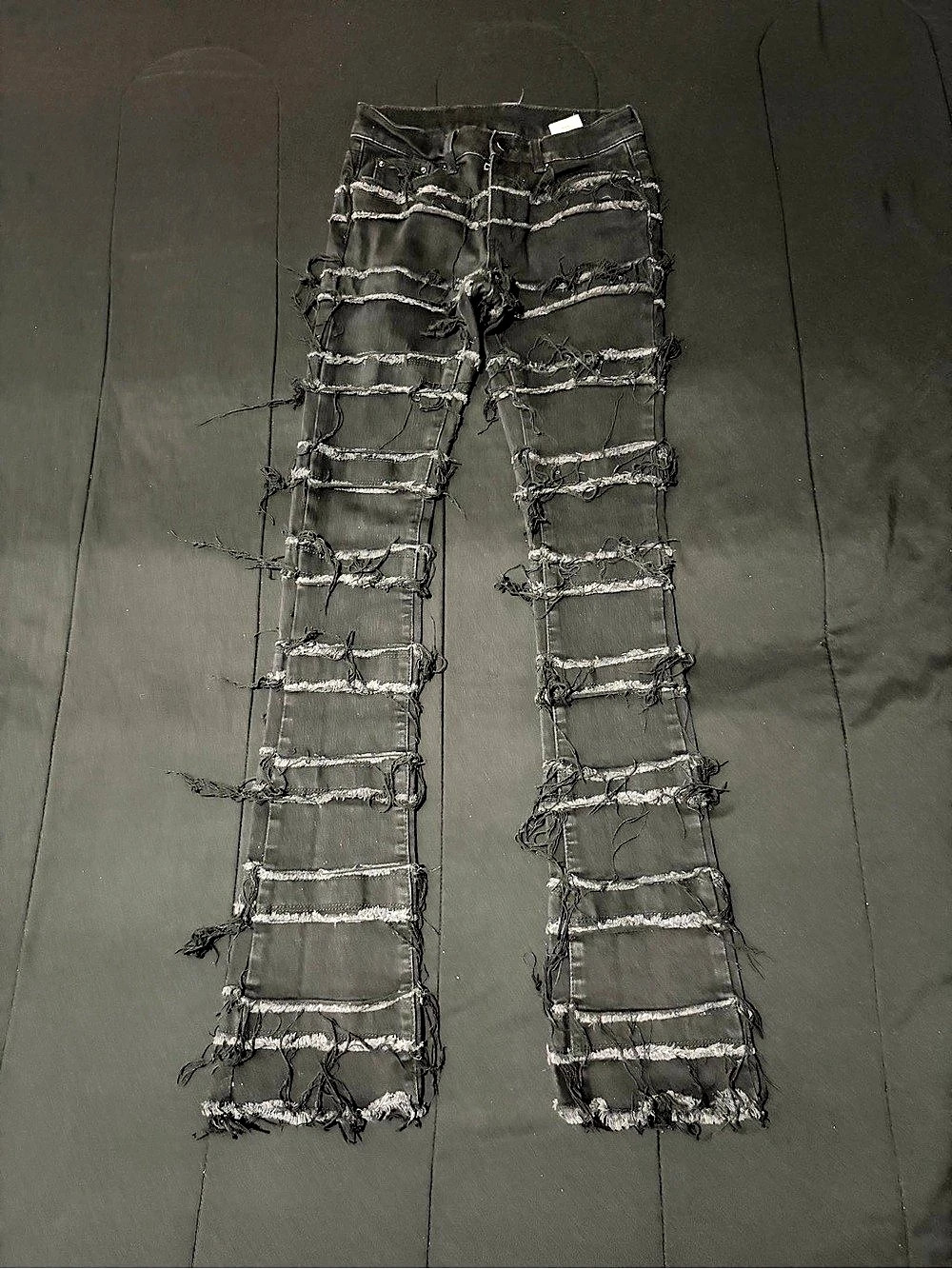 Distressed Black Stacked Jeans